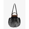 Le Pliage Filet L mesh and leather shoulder bag