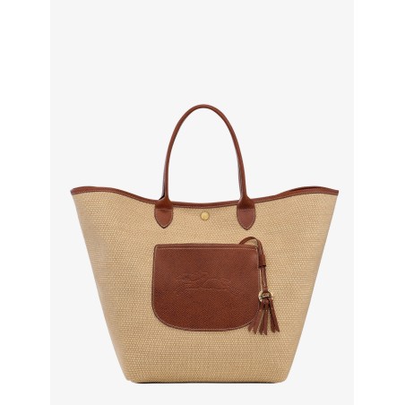 Le Panier Pliage L raffia and leather shoulder bag