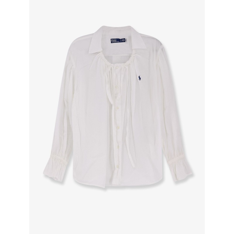 Cotton shirt with drawstring detail
