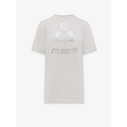 Linen t-shirt with laminated logo on the front