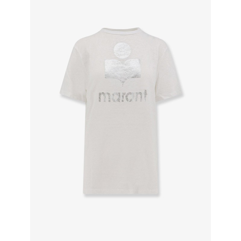 Linen t-shirt with laminated logo on the front