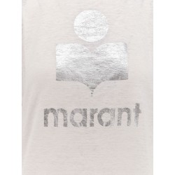 Linen t-shirt with laminated logo on the front