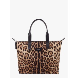 Nylon shoulder bag with animalier print