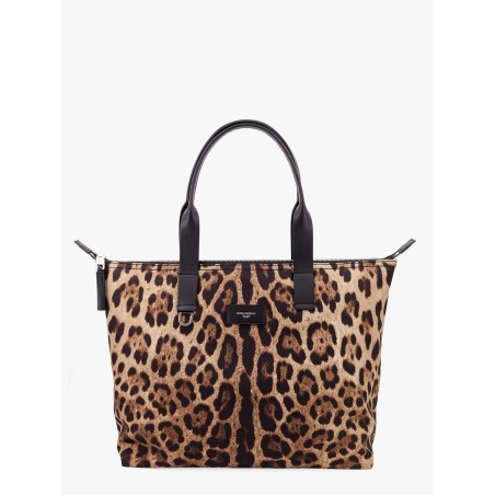Nylon shoulder bag with animalier print