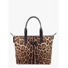 Nylon shoulder bag with animalier print