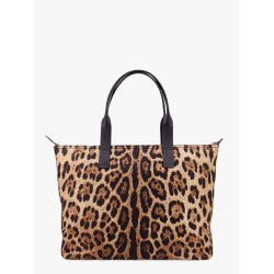 Nylon shoulder bag with animalier print