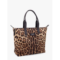 Nylon shoulder bag with animalier print