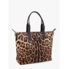 Nylon shoulder bag with animalier print