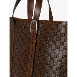 GG Emblem leather shopping bag