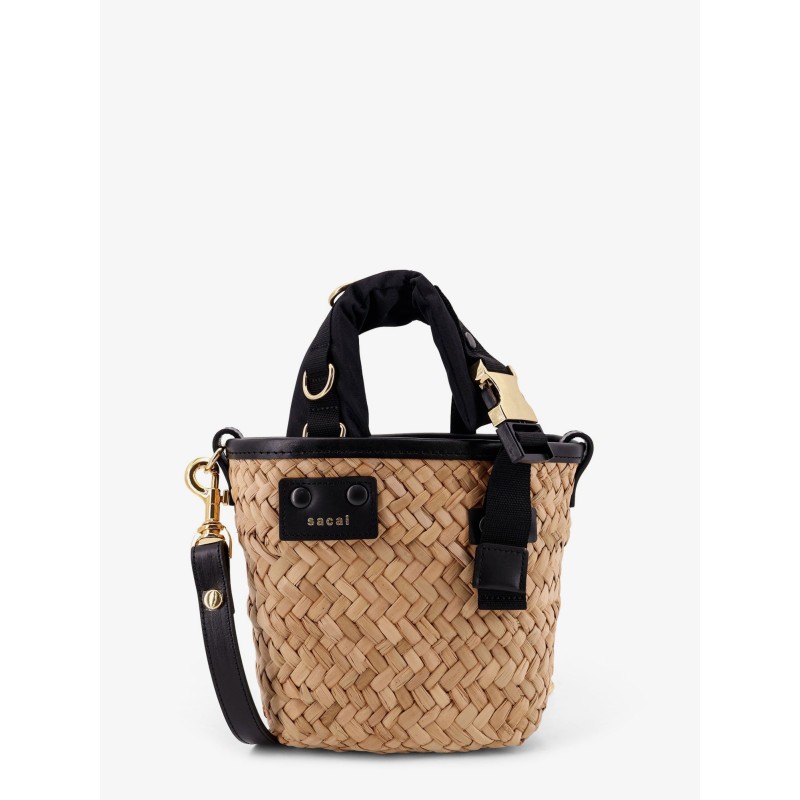 Raffia and leather crossbody bag