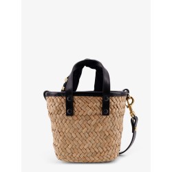Raffia and leather crossbody bag