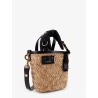 Raffia and leather crossbody bag