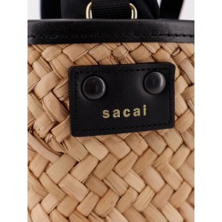 Raffia and leather crossbody bag