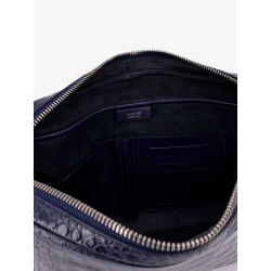 Croco print leather laptop pouch