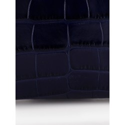 Croco print leather laptop pouch