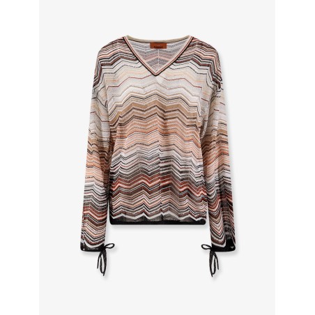 Multicolor viscose and metallic fiber sweater