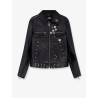 Sid biker leather jacket with metal details on the front