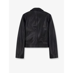 Sid biker leather jacket with metal details on the front