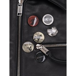 Sid biker leather jacket with metal details on the front