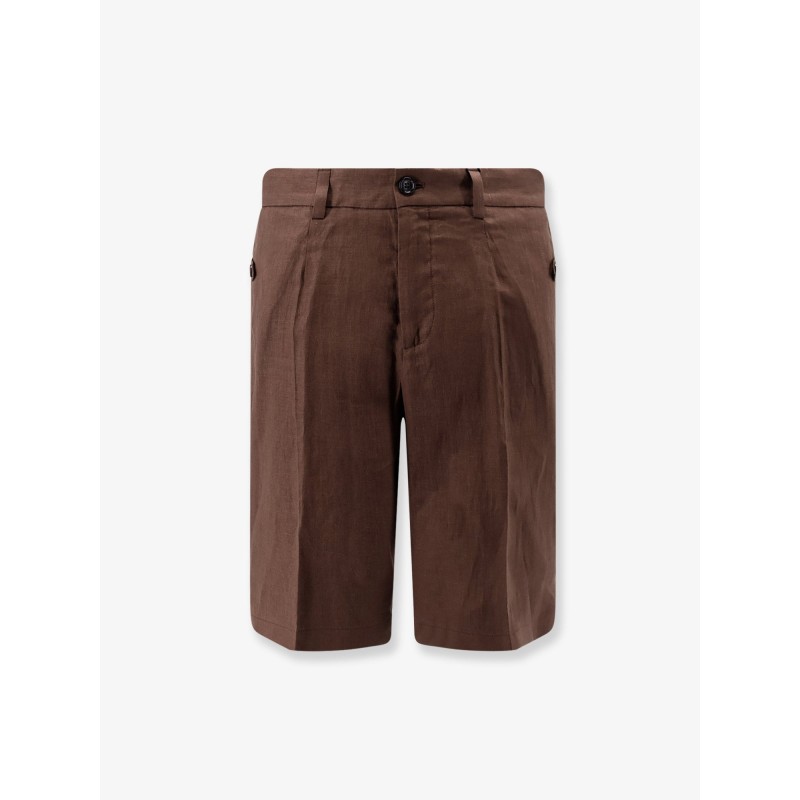 Linen and cotton blend bermuda shorts