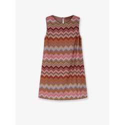 Short viscose dress with chevron pattern