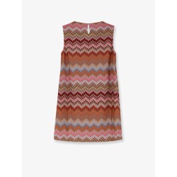 Short viscose dress with chevron pattern