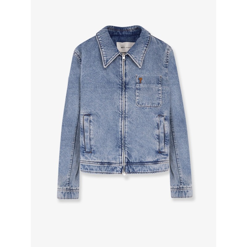 Denim jacket with iconic logo on the front