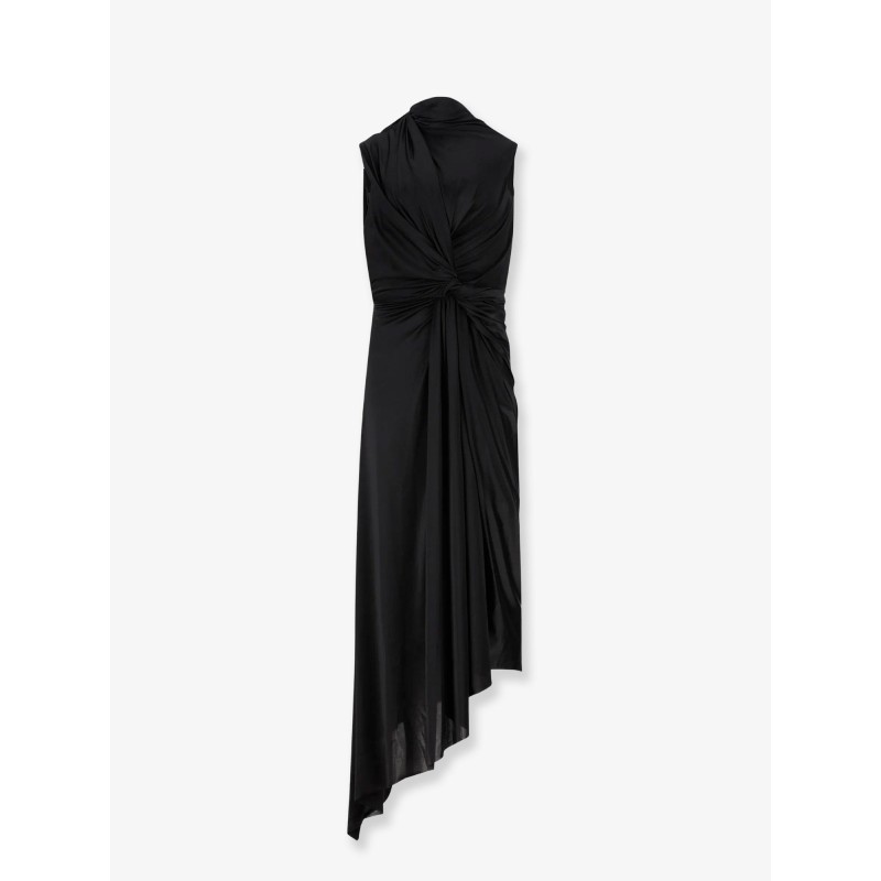 Stretch fabric long asymmetrical dress
