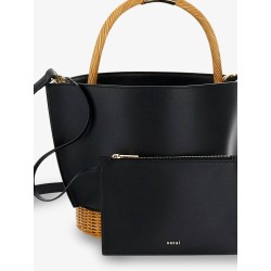 Leather crossbody bag with logo on the front