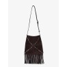 Suede shoulder bag with fringes and metal details