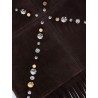 Suede shoulder bag with fringes and metal details