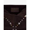 Suede shoulder bag with fringes and metal details