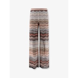 Viscose trousers with laminated chevron pattern