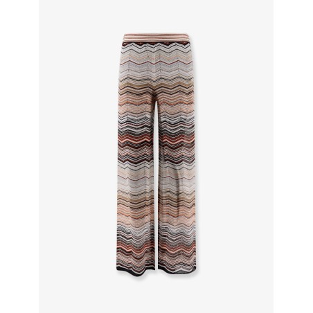 Viscose trousers with laminated chevron pattern