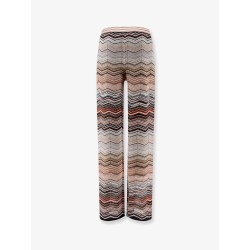 Viscose trousers with laminated chevron pattern