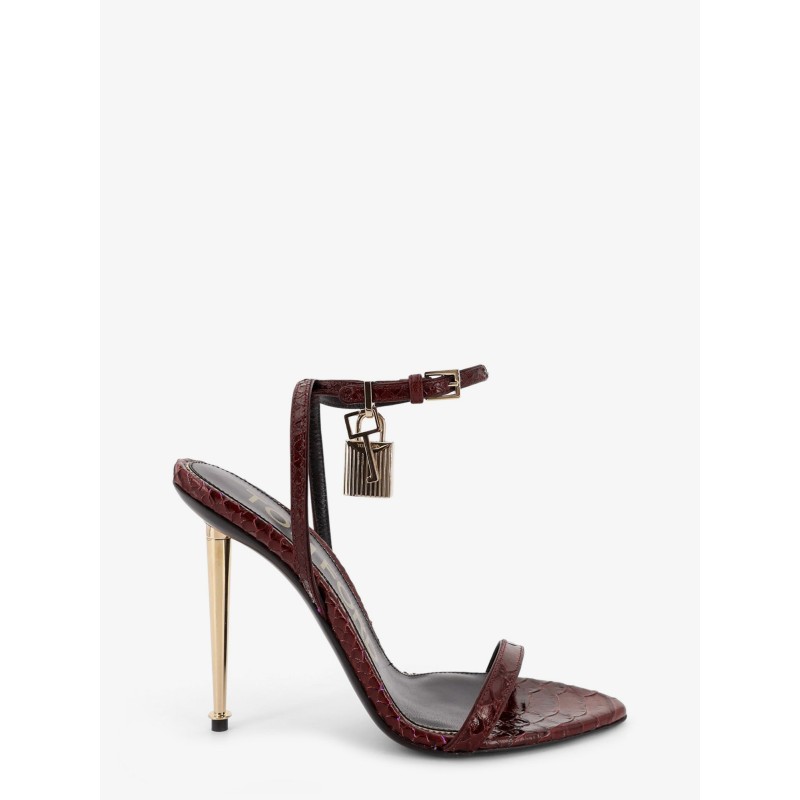Laminated leather sandals with iconic padlock