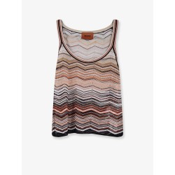 Viscose tank top with laminated chevron pattern