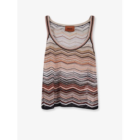 Viscose tank top with laminated chevron pattern