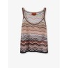 Viscose tank top with laminated chevron pattern