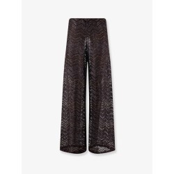 Viscose blend trousers with chevron pattern