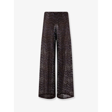 Viscose blend trousers with chevron pattern