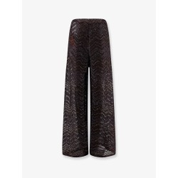 Viscose blend trousers with chevron pattern