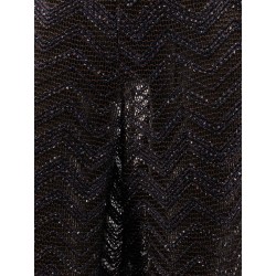 Viscose blend trousers with chevron pattern