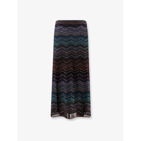 Viscose skirt with laminated chevron pattern