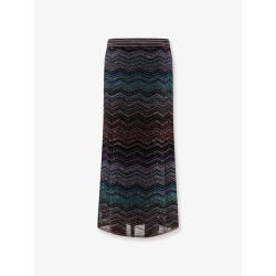 Viscose skirt with laminated chevron pattern