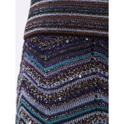 Viscose skirt with laminated chevron pattern