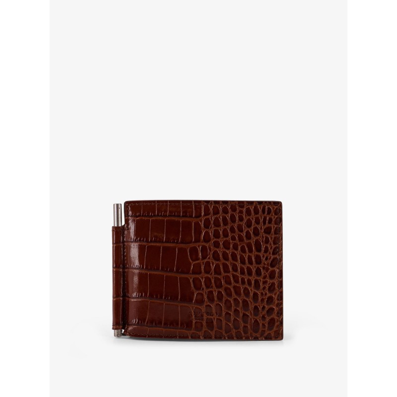 Leather wallet with croco print