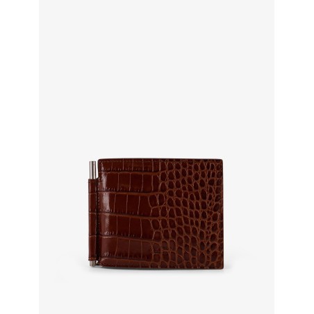 Leather wallet with croco print