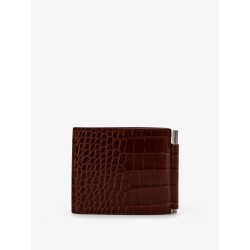 Leather wallet with croco print