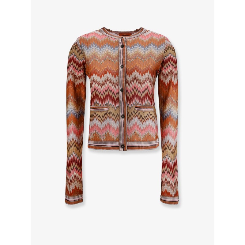 Viscose cardigan with chevron pattern